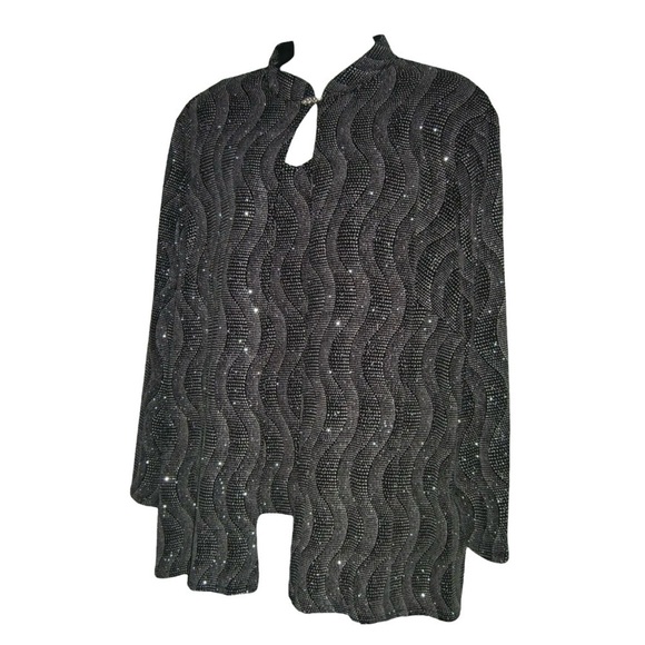 Vintage 90s Onyx Nite By Wendye Chaitin Blouse Cardigan Jewel Plus Mob Wife Jazz - Picture 3 of 14